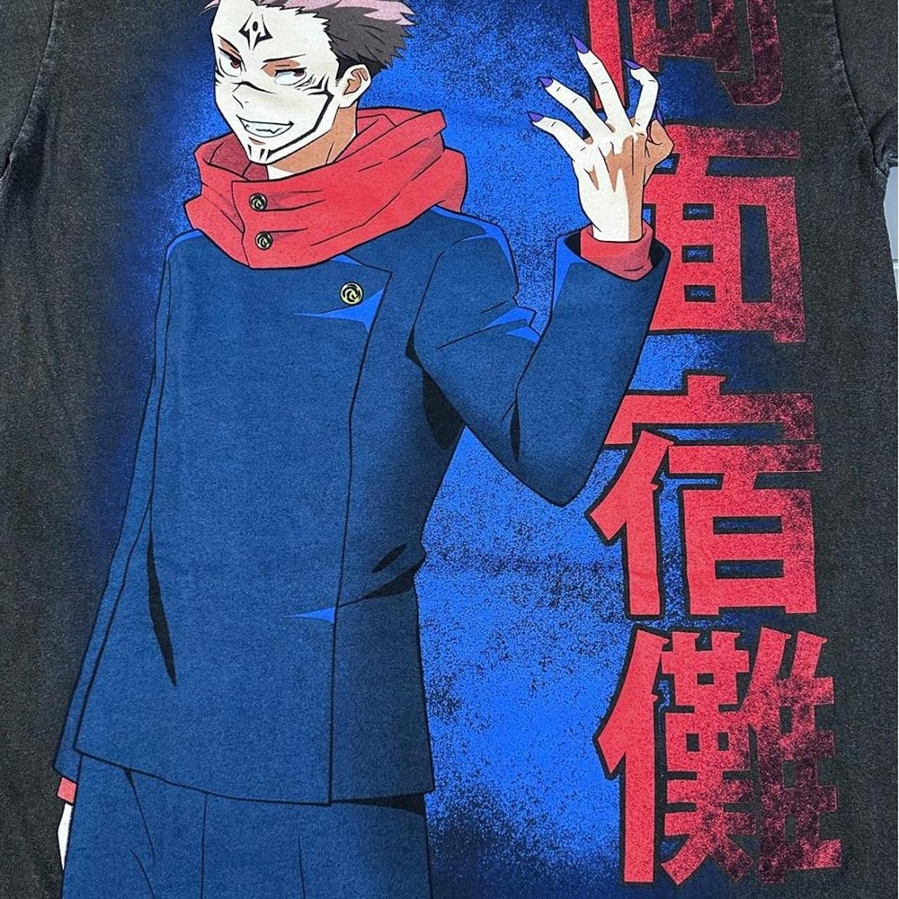 Jujutsu Kaisen Ryomen Sukuna Graphic Tee Mens Medium Charcoal Grey Anime T-Shirt